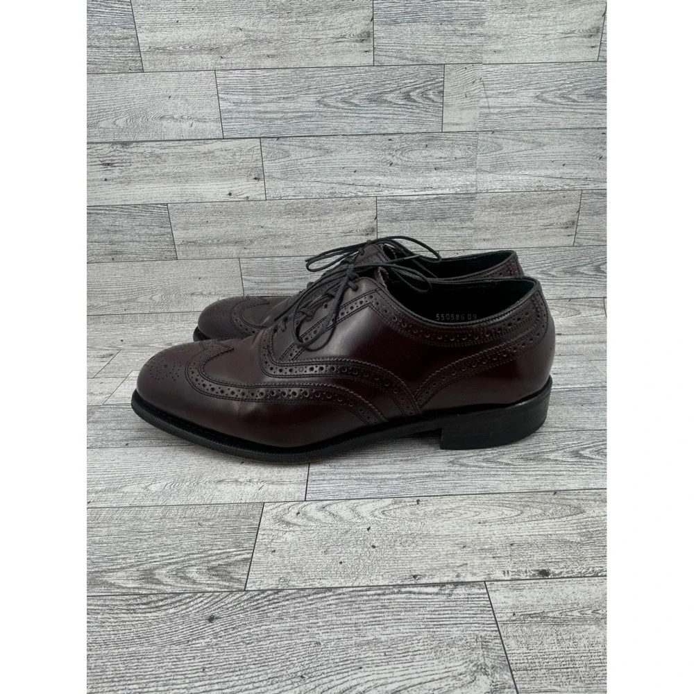 Florsheim Men 9.5 D Burgundy Leather‎ Wingtip Oxford Brogue Dress Shoes 17066-05